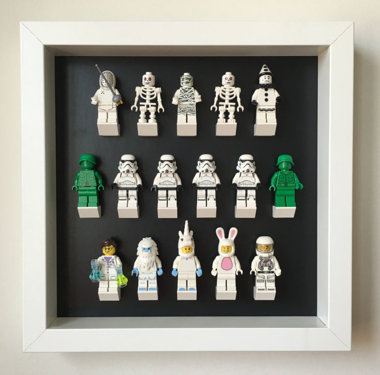 Lego Minifigures Display Frame Black Edition Custom White  for Leg...